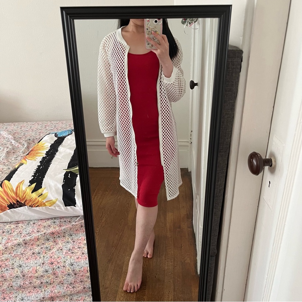 Korean mesh long paris-patch jacket